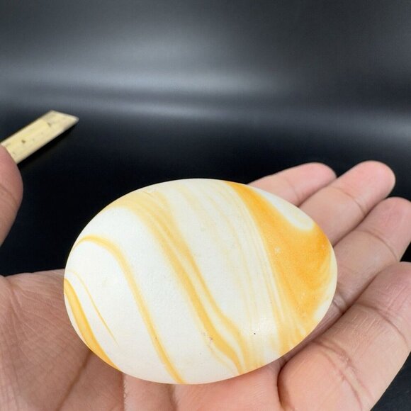 Vintage Nemadji Pottery Hand Made Ceramic Swirl Egg Shaped Figurine Set 2 USA - Picture 11 of 14